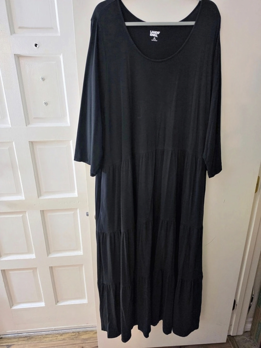Lands' End Black Tiered Maxi Dress Size 3X Like New